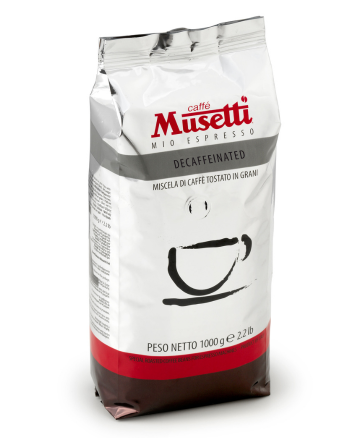 Caffe Musetti Decaffeinated Roasted Coffee Beans 1 kg Original Italian Coffee